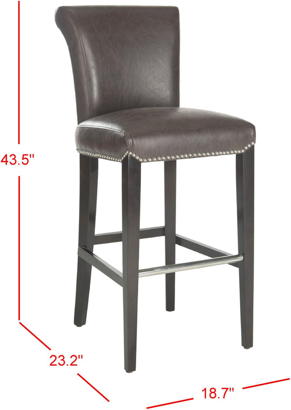 Safavieh Seth Bar Stool - Timeless Comfort And Style With Durable Birch Frame And Easy-Care Leather Upholstery Antique Brown MCR4510G