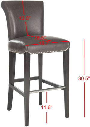 Safavieh Seth Bar Stool - Timeless Comfort And Style With Durable Birch Frame And Easy-Care Leather Upholstery Antique Brown MCR4510G