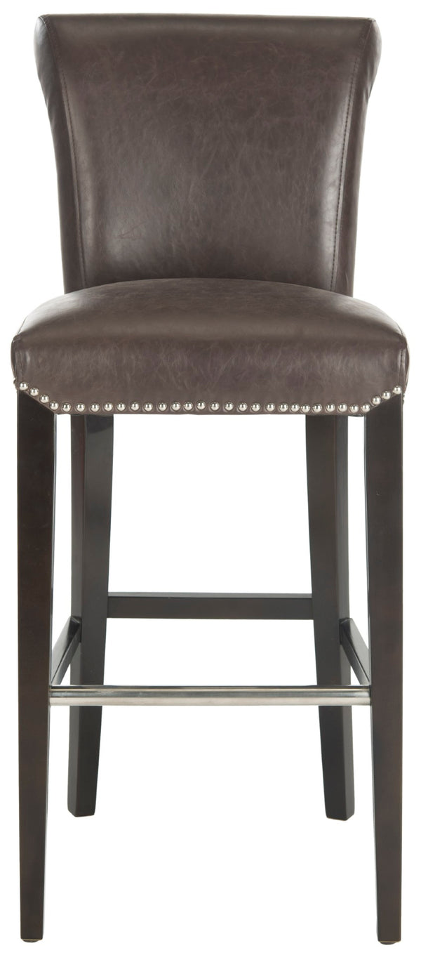 Safavieh Seth Bar Stool - Timeless Comfort And Style With Durable Birch Frame And Easy-Care Leather Upholstery Antique Brown MCR4510G