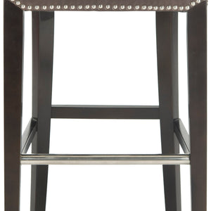 Safavieh Seth Bar Stool - Timeless Comfort And Style With Durable Birch Frame And Easy-Care Leather Upholstery Antique Brown MCR4510G