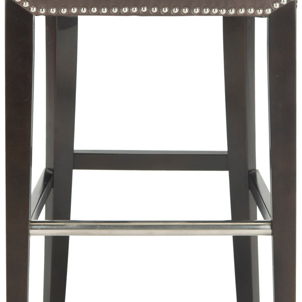 Safavieh Seth Bar Stool - Timeless Comfort And Style With Durable Birch Frame And Easy-Care Leather Upholstery Antique Brown MCR4510G
