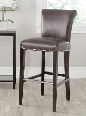 Safavieh Seth Bar Stool - Timeless Comfort And Style With Durable Birch Frame And Easy-Care Leather Upholstery Antique Brown MCR4510G