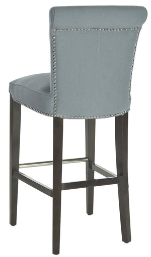 Safavieh Seth Bar Stool - Timeless Comfort And Style With Durable Birch Frame And Easy-Care Leather Upholstery Sky Blue MCR4510H