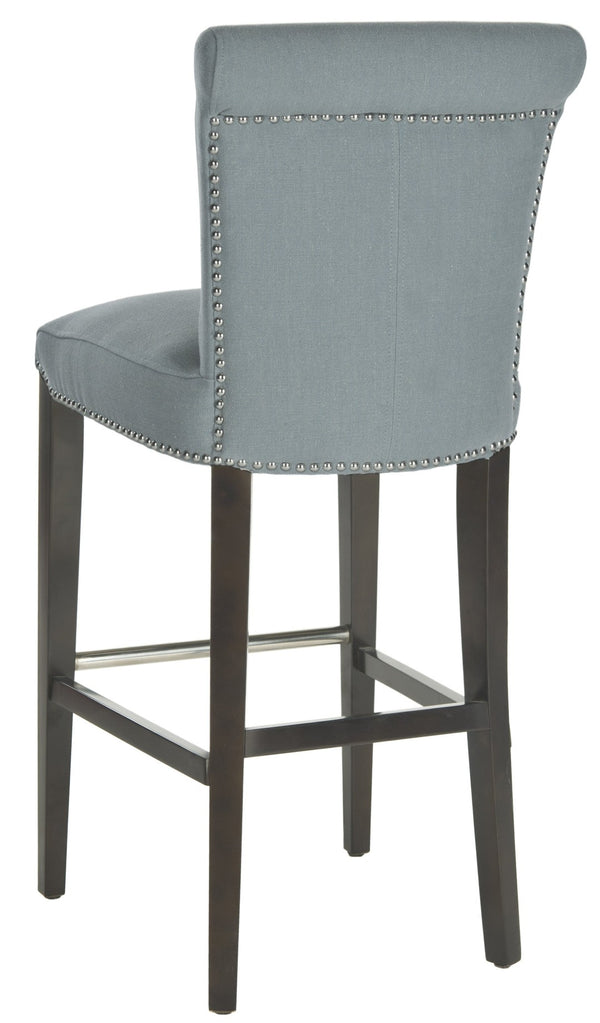 Safavieh Seth Bar Stool - Timeless Comfort And Style With Durable Birch Frame And Easy-Care Leather Upholstery Sky Blue MCR4510H