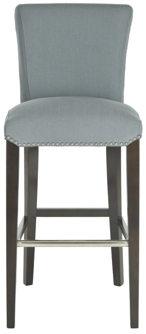 Safavieh Seth Bar Stool - Timeless Comfort And Style With Durable Birch Frame And Easy-Care Leather Upholstery Sky Blue MCR4510H