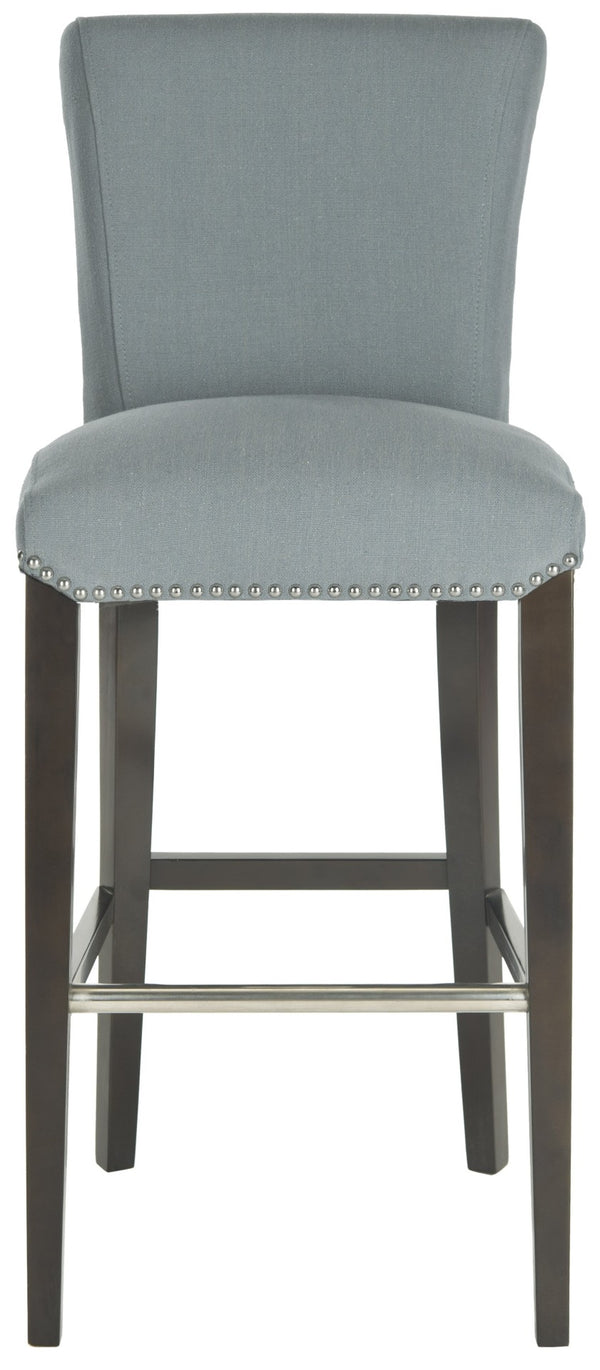 Safavieh Seth Bar Stool - Timeless Comfort And Style With Durable Birch Frame And Easy-Care Leather Upholstery Sky Blue MCR4510H