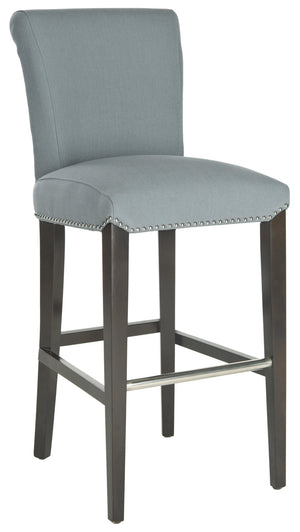 Safavieh Seth Bar Stool - Timeless Comfort And Style With Durable Birch Frame And Easy-Care Leather Upholstery Sky Blue MCR4510H