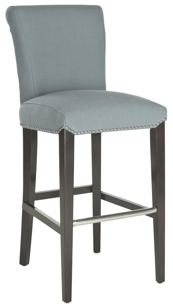 Safavieh Seth Bar Stool - Timeless Comfort And Style With Durable Birch Frame And Easy-Care Leather Upholstery Sky Blue MCR4510H
