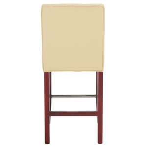Safavieh Thompson 23.9" Cream Pu Leather Counter Stool With Cherry Mahogany Legs – Stylish & Comfortable Seating MCR4511A