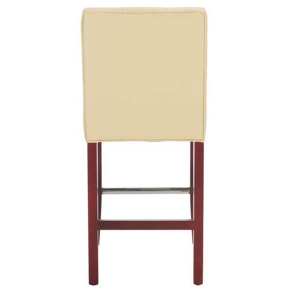 Safavieh Thompson 23.9" Cream Pu Leather Counter Stool With Cherry Mahogany Legs – Stylish & Comfortable Seating MCR4511A