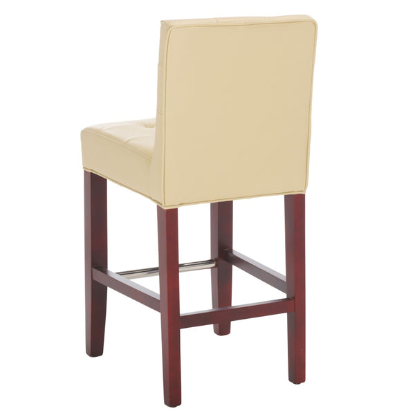 Safavieh Thompson 23.9" Cream Pu Leather Counter Stool With Cherry Mahogany Legs – Stylish & Comfortable Seating MCR4511A