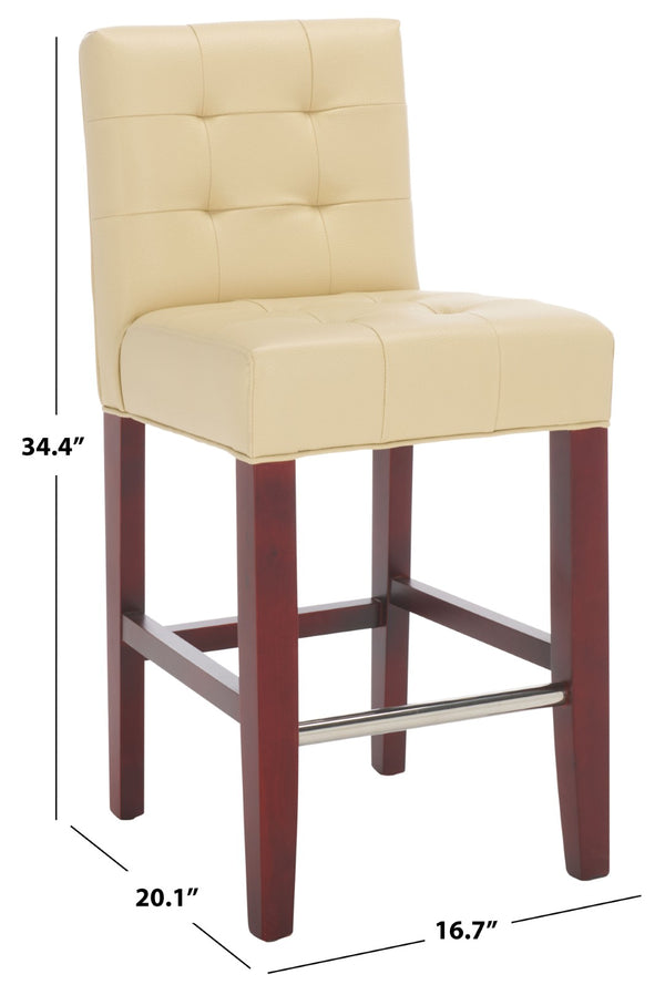 Safavieh Thompson 23.9" Cream Pu Leather Counter Stool With Cherry Mahogany Legs – Stylish & Comfortable Seating MCR4511A