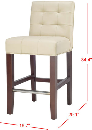 Safavieh Thompson 23.9" Cream Pu Leather Counter Stool With Cherry Mahogany Legs – Stylish & Comfortable Seating MCR4511A