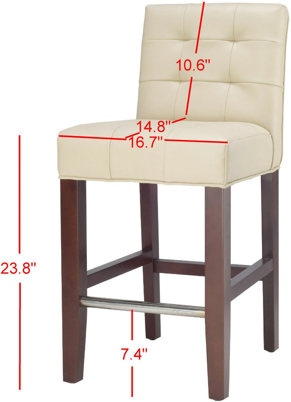 Safavieh Thompson 23.9" Cream Pu Leather Counter Stool With Cherry Mahogany Legs – Stylish & Comfortable Seating MCR4511A