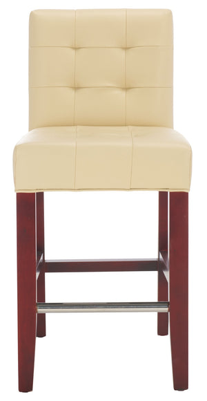 Safavieh Thompson 23.9" Cream Pu Leather Counter Stool With Cherry Mahogany Legs – Stylish & Comfortable Seating MCR4511A