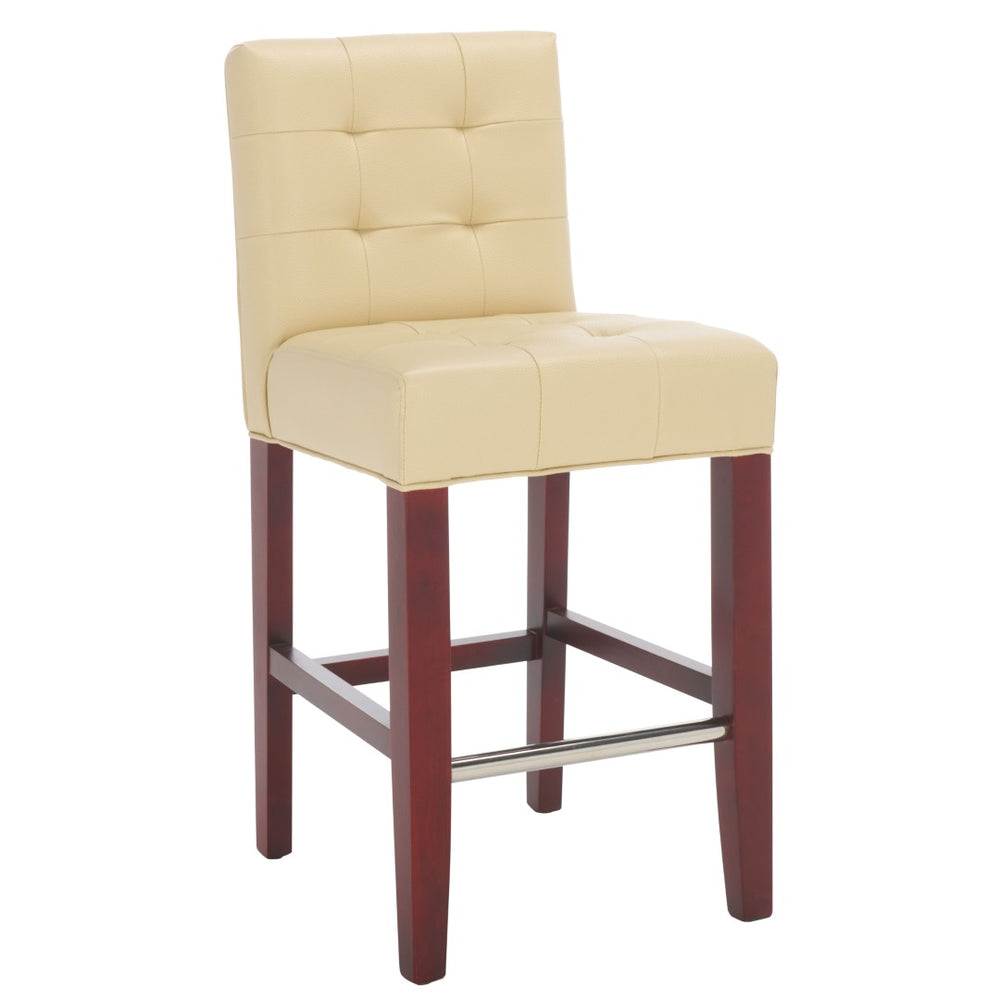 Safavieh Thompson 23.9" Cream Pu Leather Counter Stool With Cherry Mahogany Legs – Stylish & Comfortable Seating MCR4511A