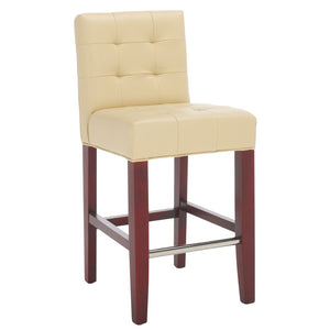 Safavieh Thompson 23.9" Cream Pu Leather Counter Stool With Cherry Mahogany Legs – Stylish & Comfortable Seating MCR4511A