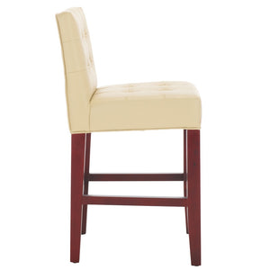 Safavieh Thompson 23.9" Cream Pu Leather Counter Stool With Cherry Mahogany Legs – Stylish & Comfortable Seating MCR4511A
