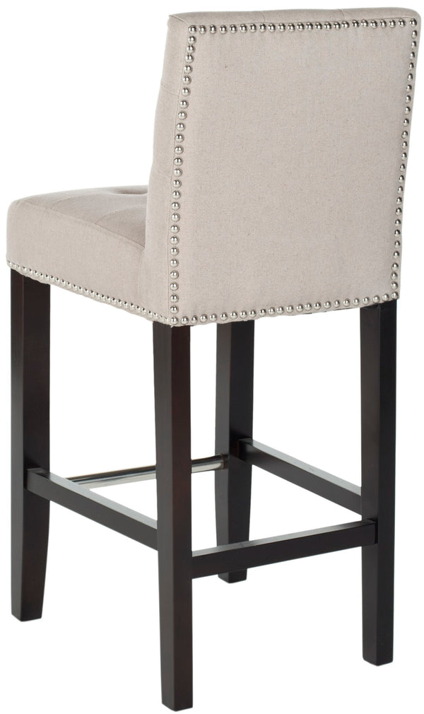 Safavieh Thompson Elegant Linen Counter Stool With Silver Nailhead Accents For Stylish Kitchen Seating Taupe MCR4511B