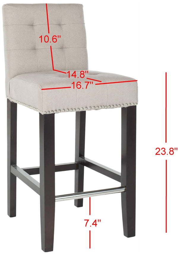 Safavieh Thompson Elegant Linen Counter Stool With Silver Nailhead Accents For Stylish Kitchen Seating Taupe MCR4511B