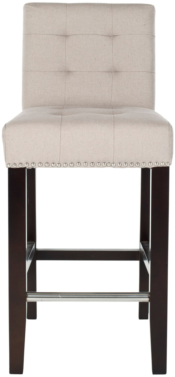 Safavieh Thompson Elegant Linen Counter Stool With Silver Nailhead Accents For Stylish Kitchen Seating Taupe MCR4511B