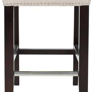 Safavieh Thompson Elegant Linen Counter Stool With Silver Nailhead Accents For Stylish Kitchen Seating Taupe MCR4511B