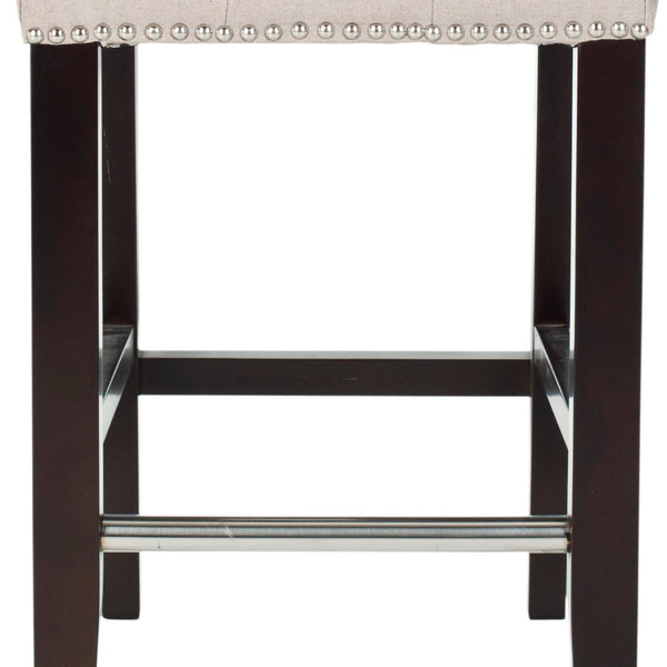 Safavieh Thompson Elegant Linen Counter Stool With Silver Nailhead Accents For Stylish Kitchen Seating Taupe MCR4511B
