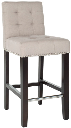 Safavieh Thompson Elegant Linen Counter Stool With Silver Nailhead Accents For Stylish Kitchen Seating Taupe MCR4511B