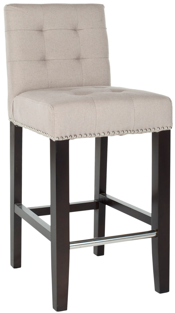 Safavieh Thompson Elegant Linen Counter Stool With Silver Nailhead Accents For Stylish Kitchen Seating Taupe MCR4511B
