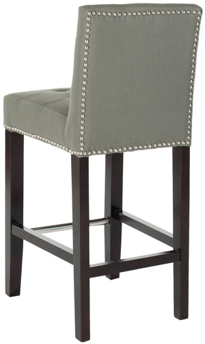 Safavieh Thompson Elegant Linen Counter Stool With Silver Nailhead Accents For Stylish Kitchen Seating Seamist MCR4511C