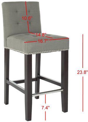 Safavieh Thompson Elegant Linen Counter Stool With Silver Nailhead Accents For Stylish Kitchen Seating Seamist MCR4511C