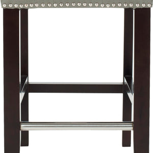 Safavieh Thompson Elegant Linen Counter Stool With Silver Nailhead Accents For Stylish Kitchen Seating Seamist MCR4511C