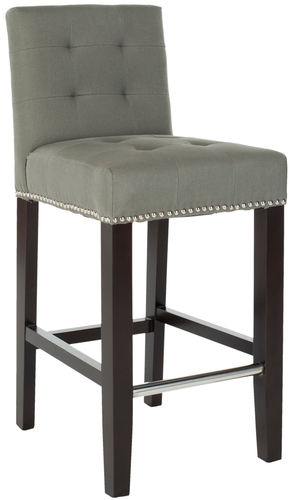 Safavieh Thompson Elegant Linen Counter Stool With Silver Nailhead Accents For Stylish Kitchen Seating Seamist MCR4511C