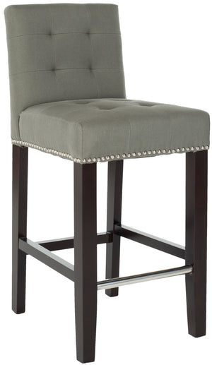 Safavieh Thompson Elegant Linen Counter Stool With Silver Nailhead Accents For Stylish Kitchen Seating Seamist MCR4511C
