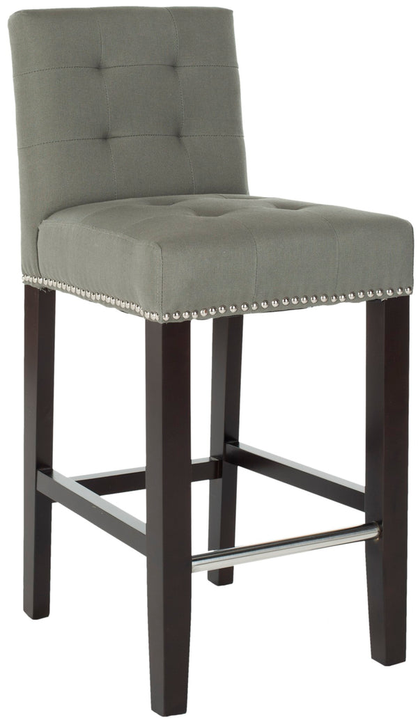 Safavieh Thompson Elegant Linen Counter Stool With Silver Nailhead Accents For Stylish Kitchen Seating Seamist MCR4511C