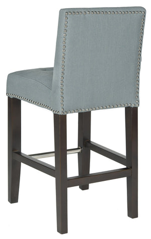 Safavieh Thompson Elegant Linen Counter Stool With Silver Nailhead Accents For Stylish Kitchen Seating Sky Blue MCR4511G