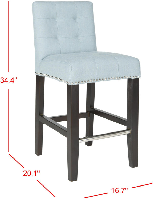 Safavieh Thompson Elegant Linen Counter Stool With Silver Nailhead Accents For Stylish Kitchen Seating Sky Blue MCR4511G