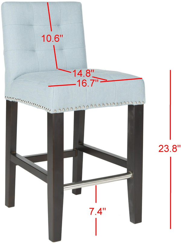 Safavieh Thompson Elegant Linen Counter Stool With Silver Nailhead Accents For Stylish Kitchen Seating Sky Blue MCR4511G