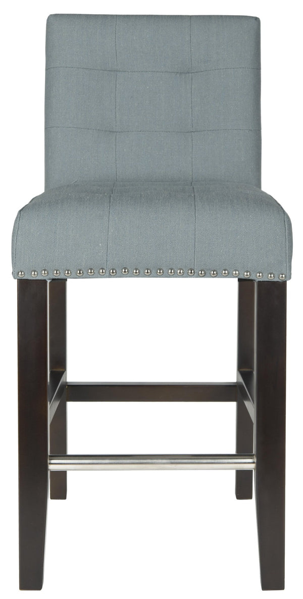 Safavieh Thompson Elegant Linen Counter Stool With Silver Nailhead Accents For Stylish Kitchen Seating Sky Blue MCR4511G