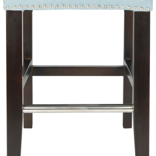 Safavieh Thompson Elegant Linen Counter Stool With Silver Nailhead Accents For Stylish Kitchen Seating Sky Blue MCR4511G