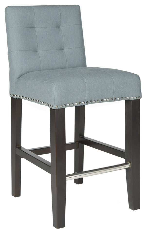 Safavieh Thompson Elegant Linen Counter Stool With Silver Nailhead Accents For Stylish Kitchen Seating Sky Blue MCR4511G