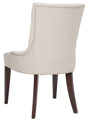 Safavieh Amanda Taupe Linen Tufted Dining Chair With Nickel Nail Heads For Elegant Dining Spaces & Comfort MCR4515A