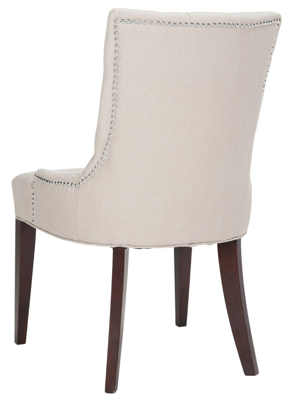 Safavieh Amanda Taupe Linen Tufted Dining Chair With Nickel Nail Heads For Elegant Dining Spaces & Comfort MCR4515A