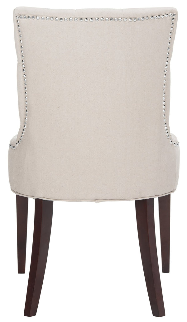 Safavieh Amanda Taupe Linen Tufted Dining Chair With Nickel Nail Heads For Elegant Dining Spaces & Comfort MCR4515A