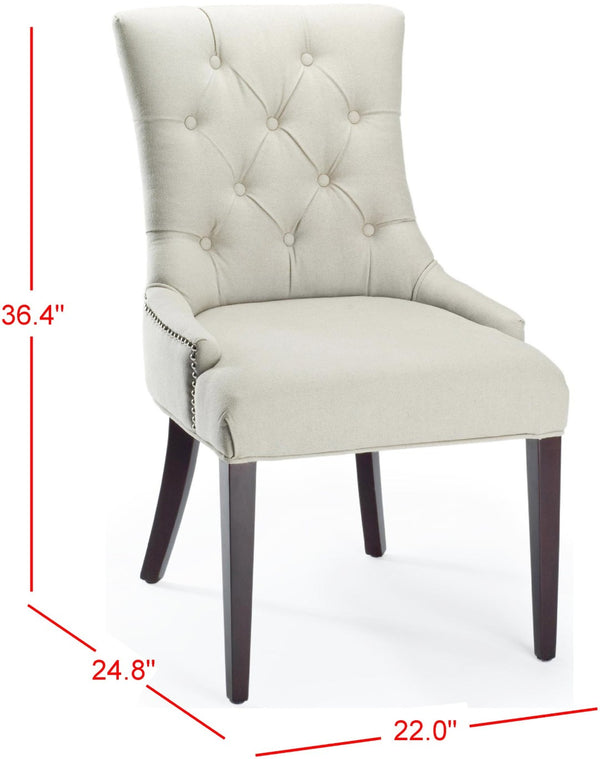 Safavieh Amanda Taupe Linen Tufted Dining Chair With Nickel Nail Heads For Elegant Dining Spaces & Comfort MCR4515A