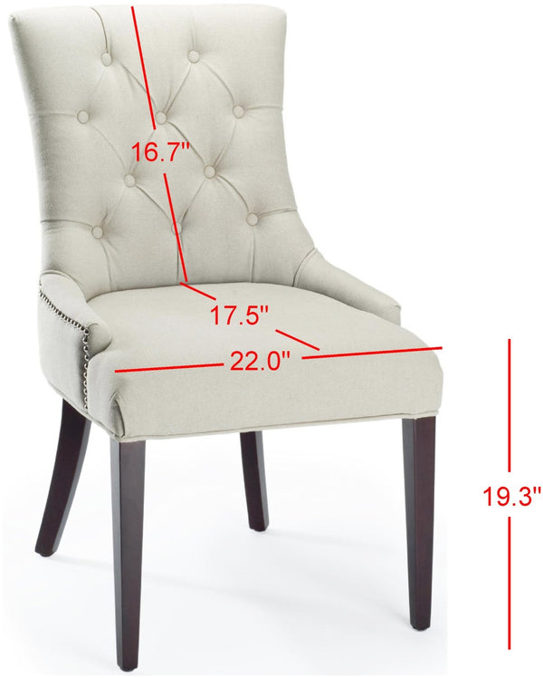 Safavieh Amanda Taupe Linen Tufted Dining Chair With Nickel Nail Heads For Elegant Dining Spaces & Comfort MCR4515A