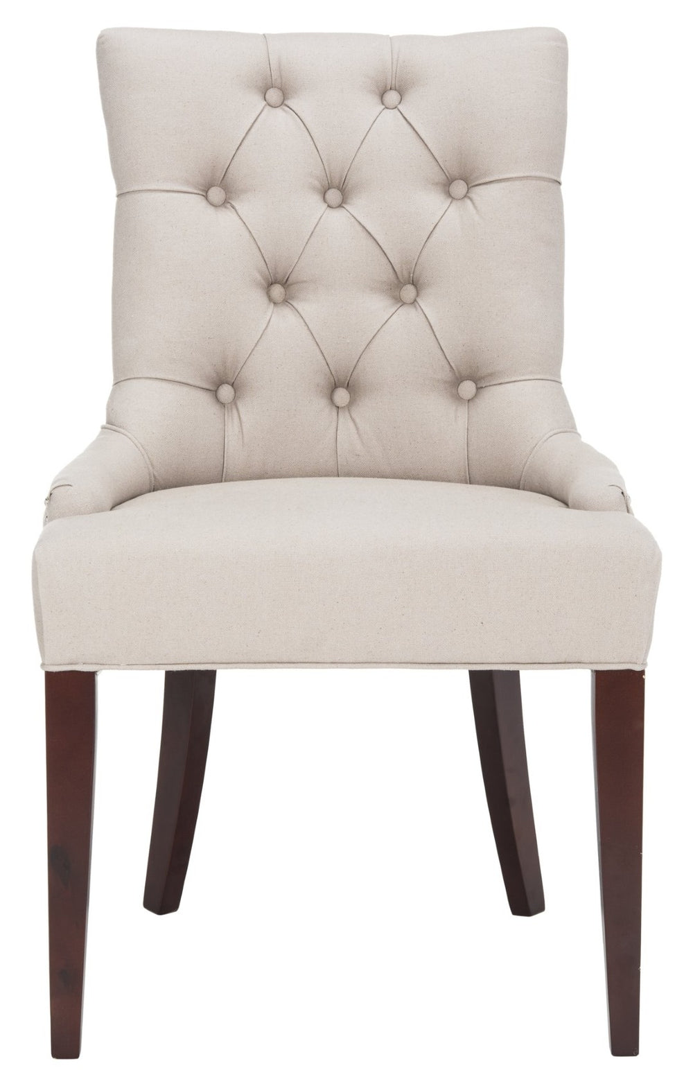 Safavieh Amanda Taupe Linen Tufted Dining Chair With Nickel Nail Heads For Elegant Dining Spaces & Comfort MCR4515A