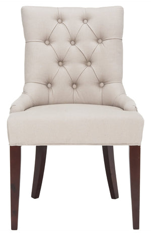 Safavieh Amanda Taupe Linen Tufted Dining Chair With Nickel Nail Heads For Elegant Dining Spaces & Comfort MCR4515A