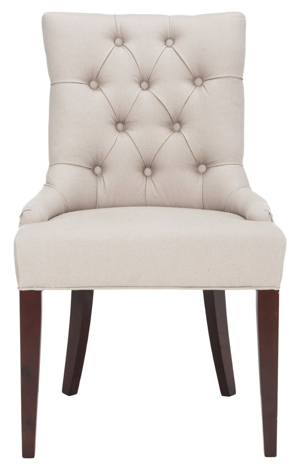 Safavieh Amanda Taupe Linen Tufted Dining Chair With Nickel Nail Heads For Elegant Dining Spaces & Comfort MCR4515A