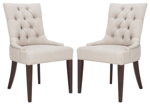 Safavieh Amanda Taupe Linen Tufted Dining Chair With Nickel Nail Heads For Elegant Dining Spaces & Comfort MCR4515A